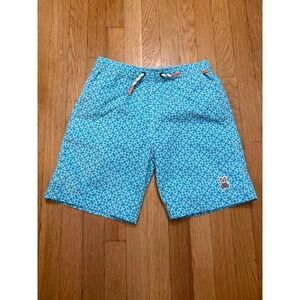 Psycho Bunny Boys Blue Geo Print Swim Trunks Size 10/12